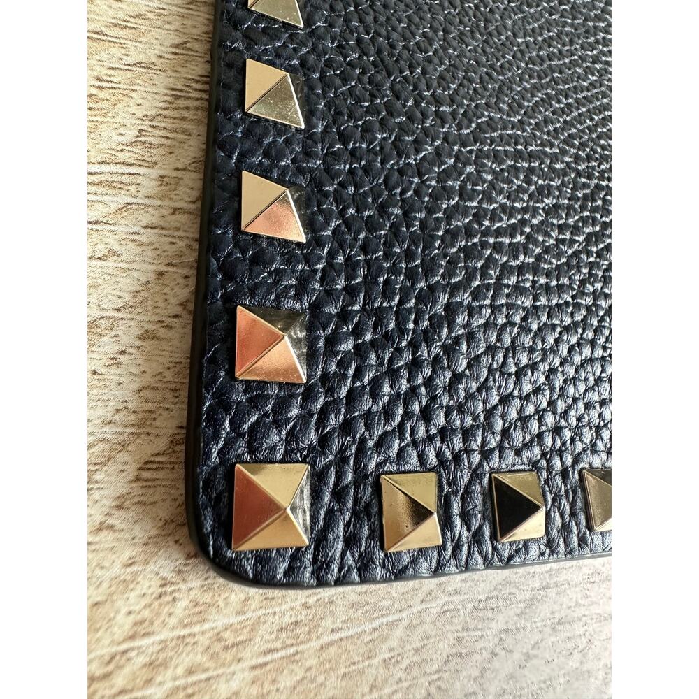 Valentino Rockstud Small Pebbled Leather Clutch Pouch Black - Picture 9 of 14